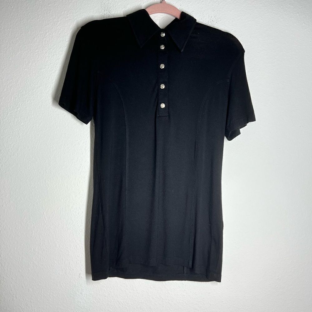 Kelly POLO SHIRT WITH LONG PLACKET Rhinestone ornament on the back Size L